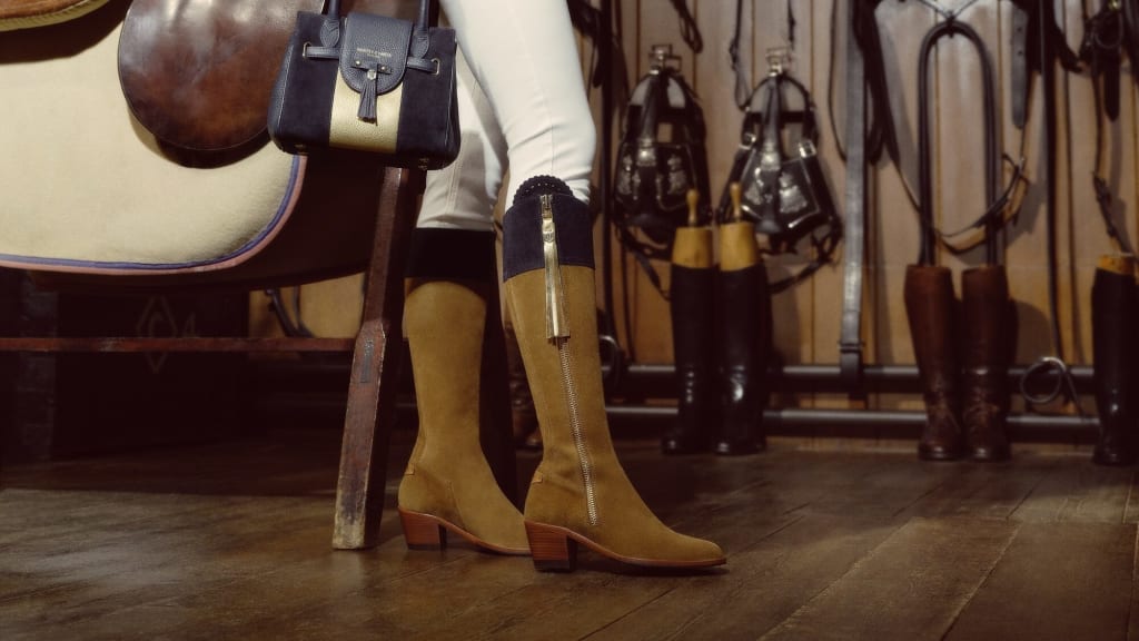 Fairfax & Favor limited edition 10th anniversary heeled Regina boots and Mini Windsor handbag